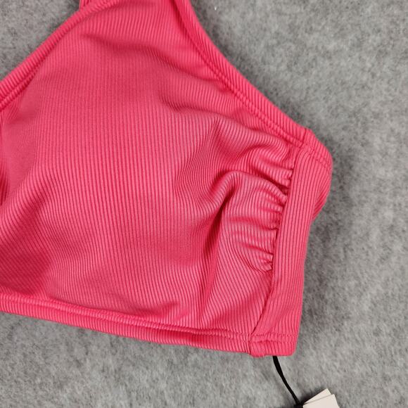 NWT Shade & Shore Bikini Top Size Large Pink Ribbed Removable Pads Adj Straps - Picture 8 of 16